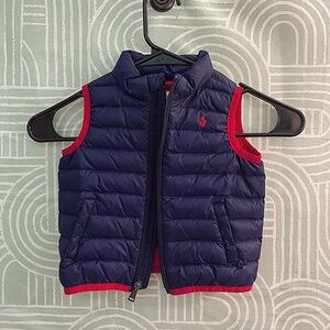 Ralph Lauren Baby Puffer Vest Navy Red Size 18M